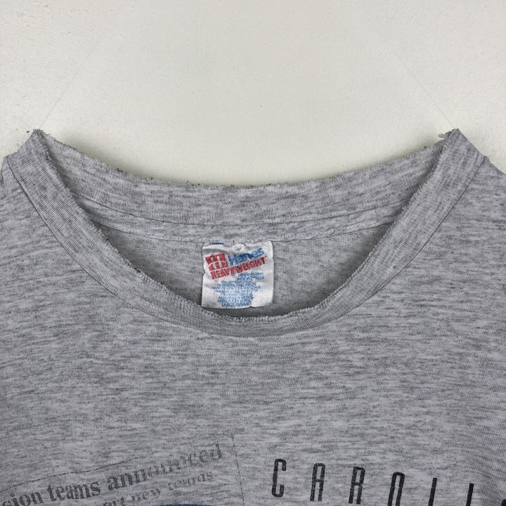 90'S Hanes Heavyweight NFL Carolina Panthers sports print T-shirt, men's size L (approx.) cotton gray type Vintage Second Hand