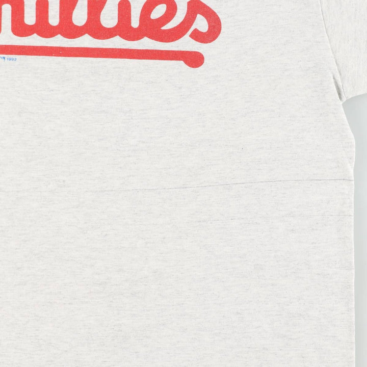 90'S TRENCH MLB Philadelphia Phillies Sports Print T-Shirt, Made in USA, Men's Size L (Equivalent), Vintage cotton gray type Vintage Second Hand