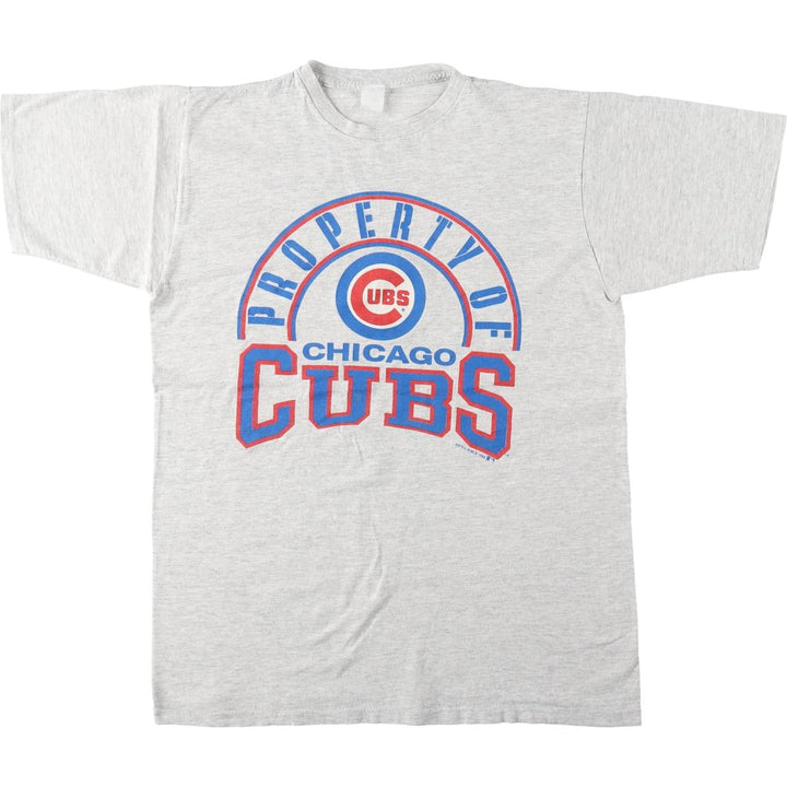 1980'S MLB Chicago Cubs sports print T-shirt, men's size M equivalent, vintage. unclear gray type Vintage Second Hand