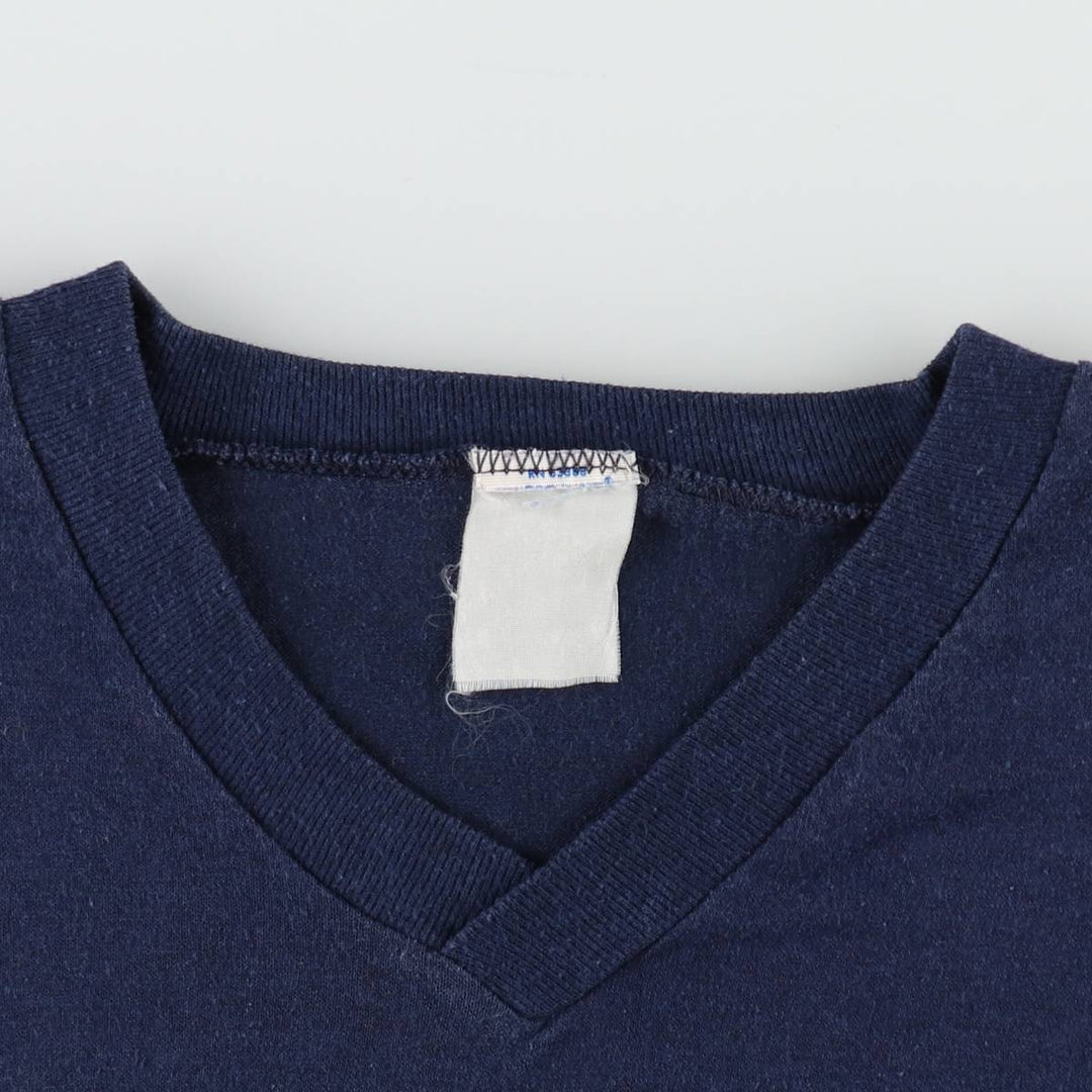 90'S LOGO7 MLB NEW YORK YANKEES V-neck sports print T-shirt, men's size L equivalent, vintage. unclear navy blue type Vintage Second Hand