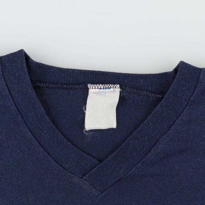 90'S LOGO7 MLB NEW YORK YANKEES V-neck sports print T-shirt, men's size L equivalent, vintage. unclear navy blue type Vintage Second Hand