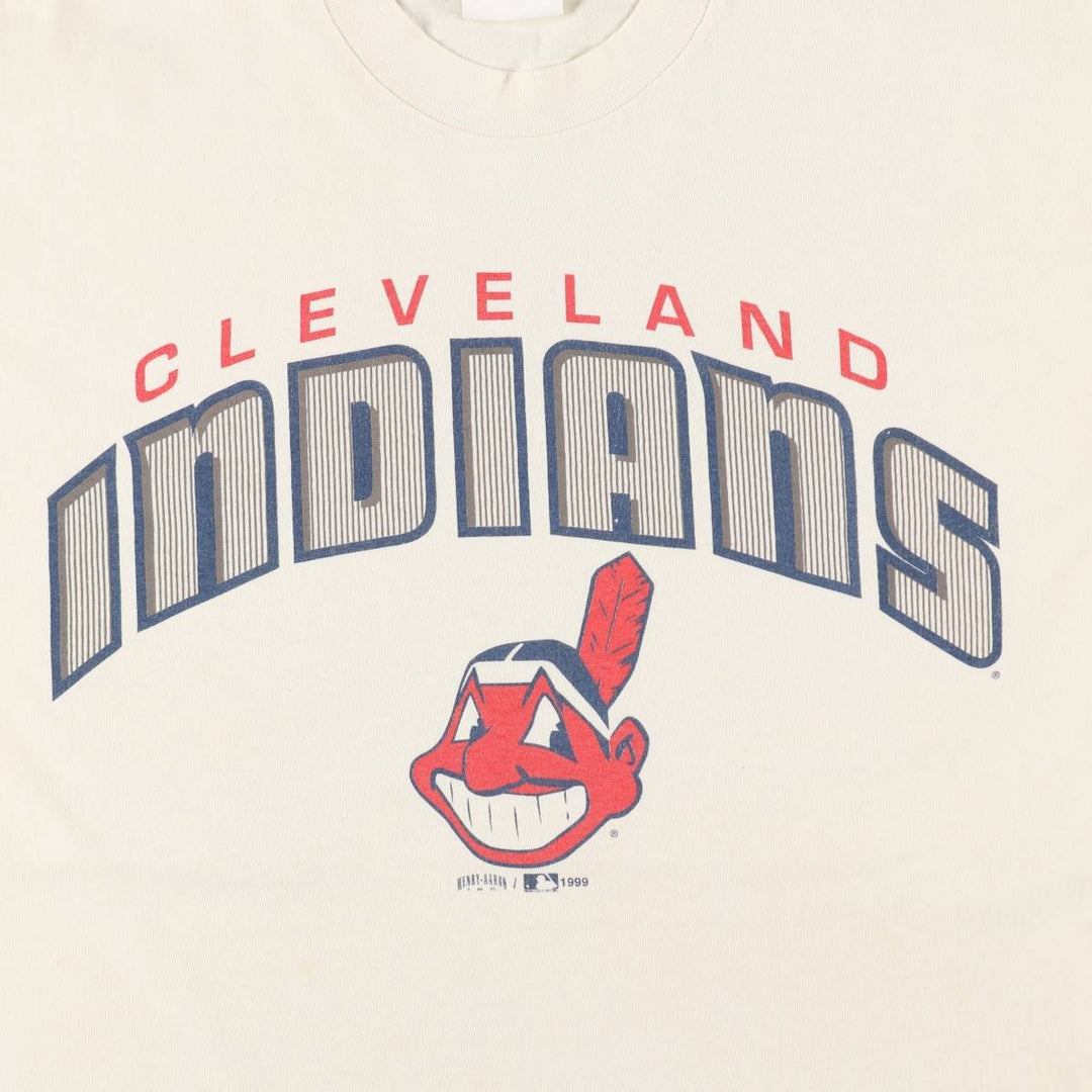 1990'S MLB Cleveland Indians sports print t-shirt, men's size L (approx.), vintage. unclear white type Vintage Second Hand