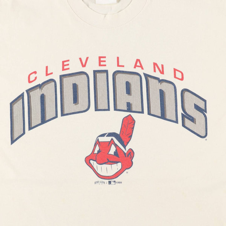 1990'S MLB Cleveland Indians sports print t-shirt, men's size L (approx.), vintage. unclear white type Vintage Second Hand
