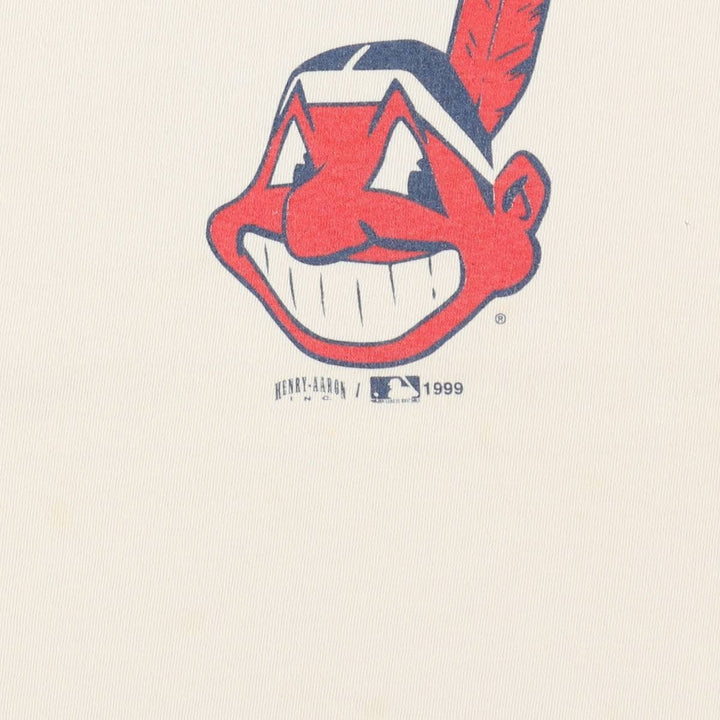 1990'S MLB Cleveland Indians sports print t-shirt, men's size L (approx.), vintage. unclear white type Vintage Second Hand