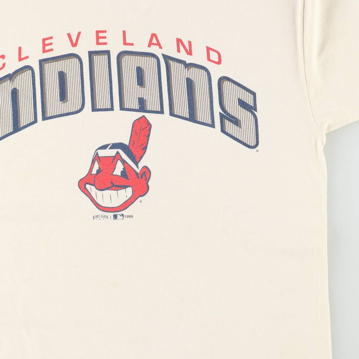 1990'S MLB Cleveland Indians sports print t-shirt, men's size L (approx.), vintage. unclear white type Vintage Second Hand
