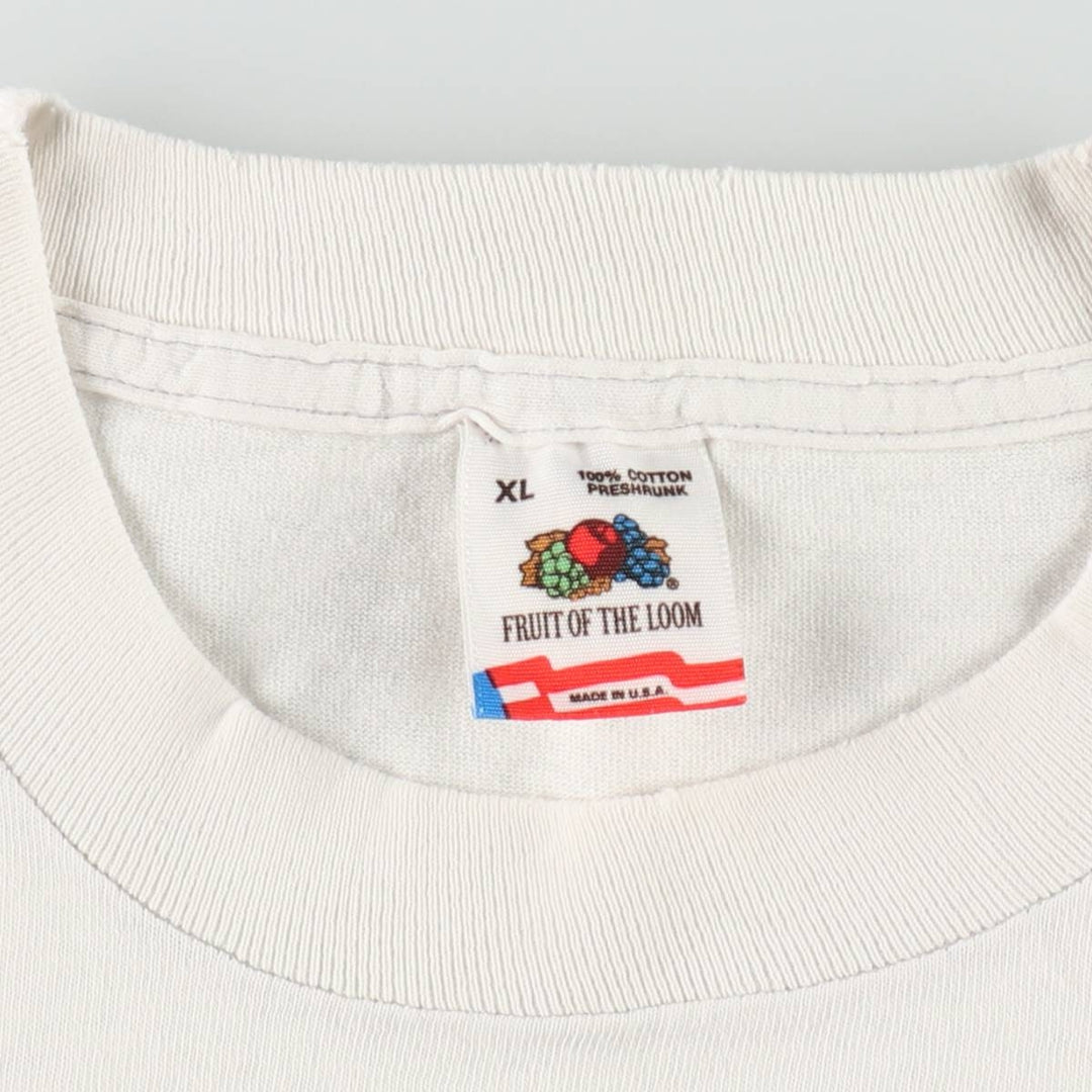 90'S Fruit of the Loom Iowa University College T-shirt, Made in USA, Men's XL equivalent, Vintage cotton white type Vintage Second Hand