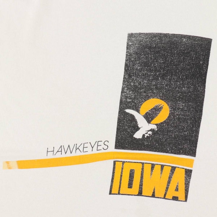 90'S Fruit of the Loom Iowa University College T-shirt, Made in USA, Men's XL equivalent, Vintage cotton white type Vintage Second Hand
