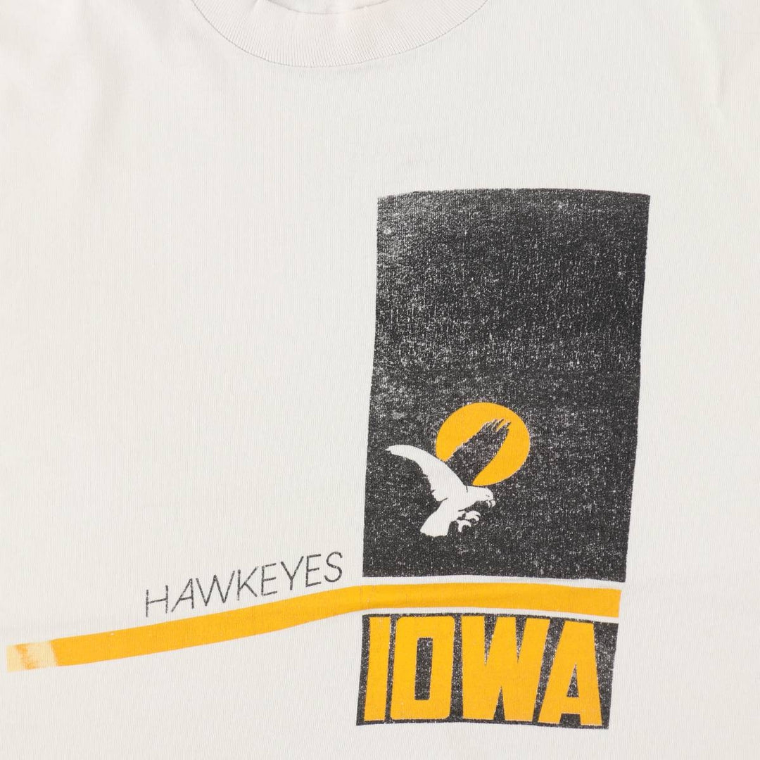 90'S Fruit of the Loom Iowa University College T-shirt, Made in USA, Men's XL equivalent, Vintage cotton white type Vintage Second Hand
