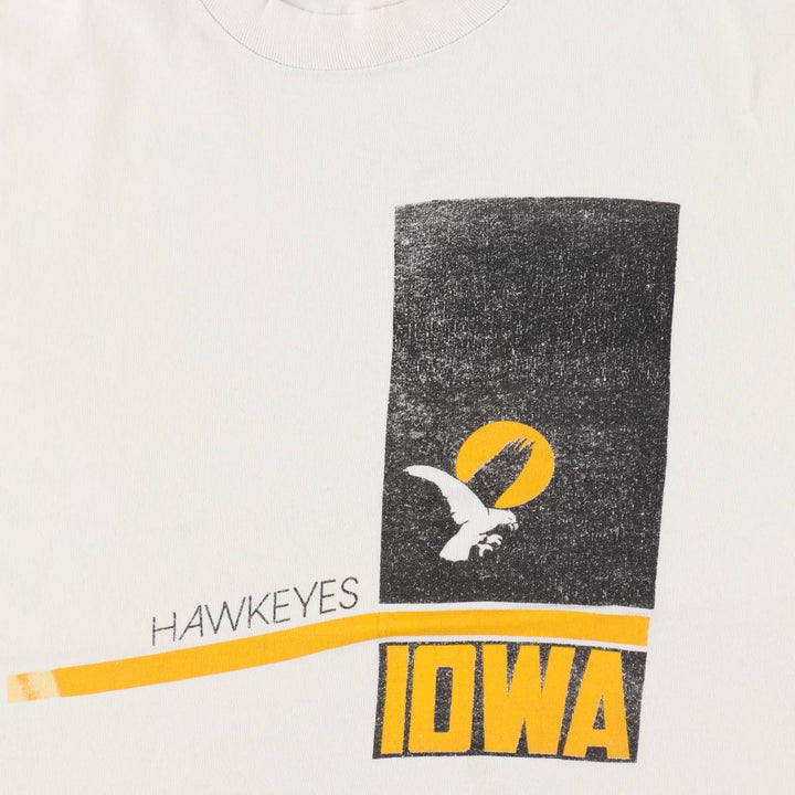 90'S Fruit of the Loom Iowa University College T-shirt, Made in USA, Men's XL equivalent, Vintage cotton white type Vintage Second Hand