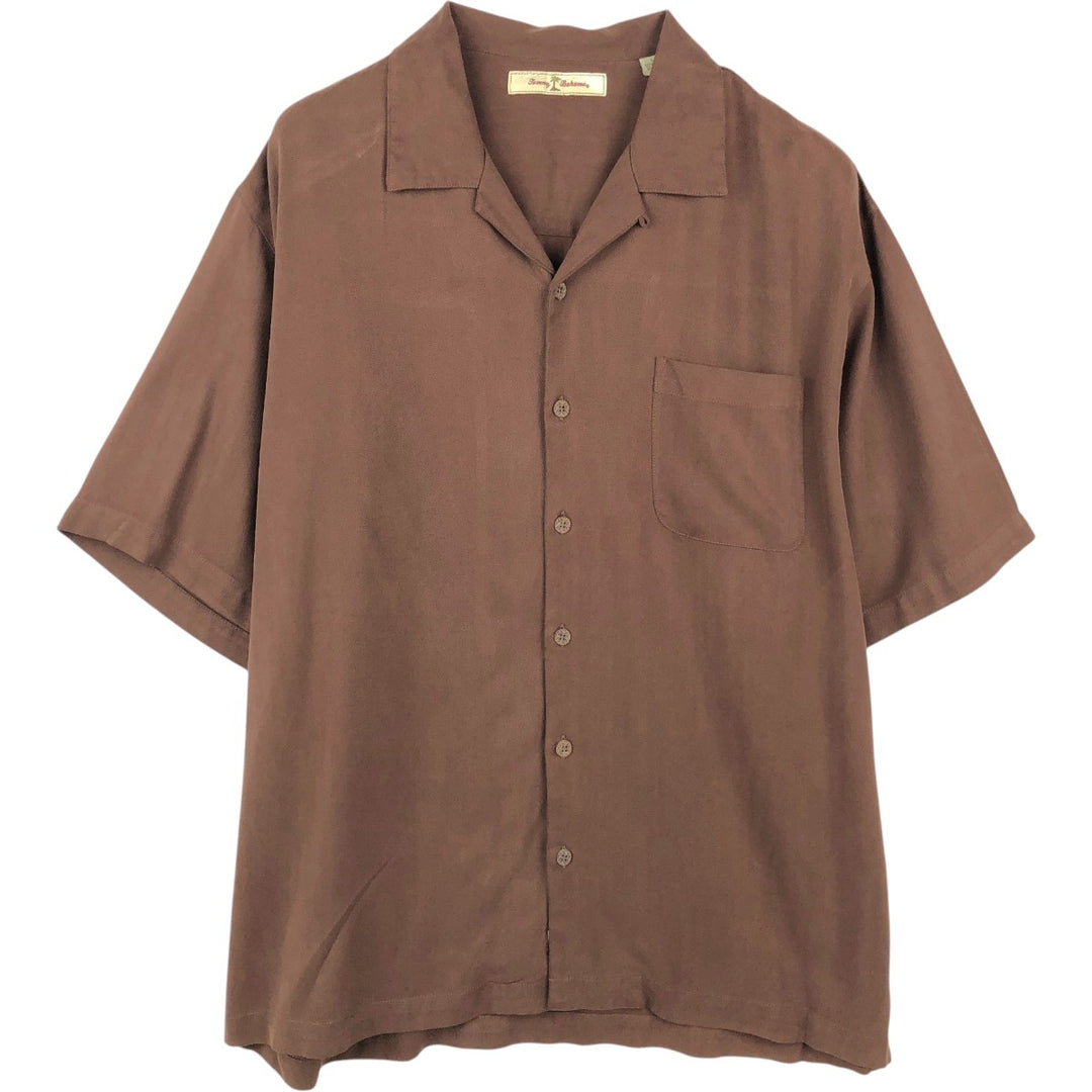 Tommy Bahama short sleeve open collar silk shirt, box shirt, men's size L silk brown type Vintage Second Hand