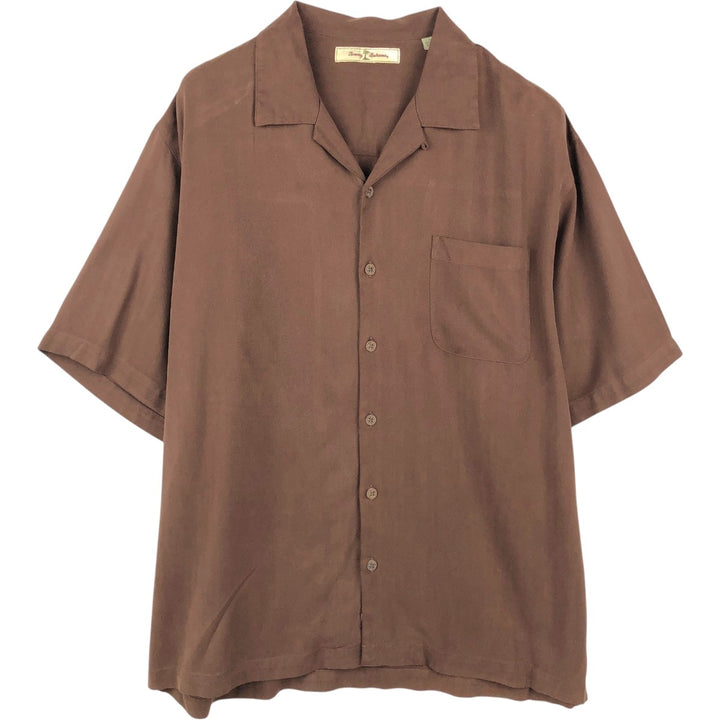 Tommy Bahama short sleeve open collar silk shirt, box shirt, men's size L silk brown type Vintage Second Hand