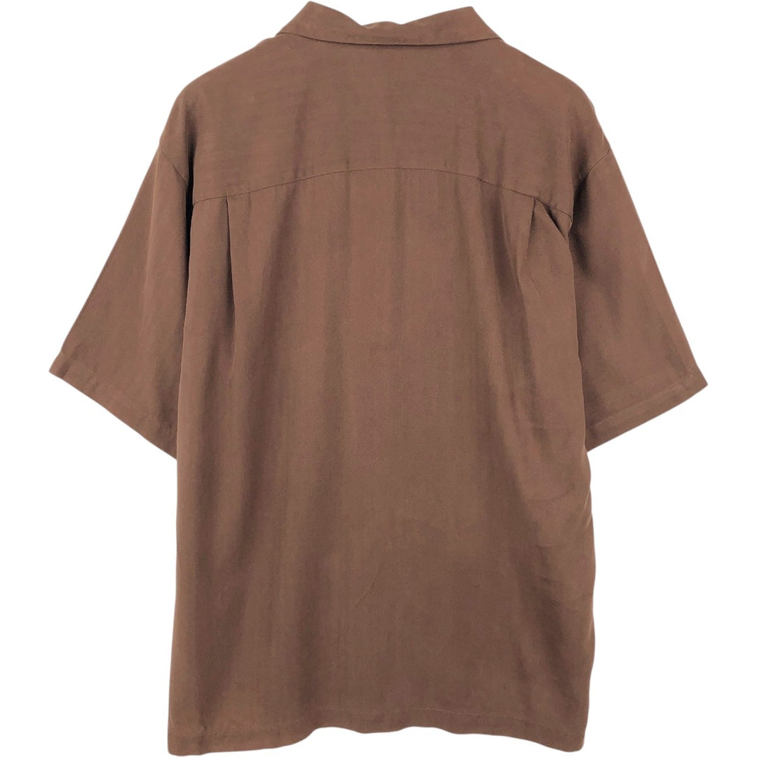 Tommy Bahama short sleeve open collar silk shirt, box shirt, men's size L silk brown type Vintage Second Hand