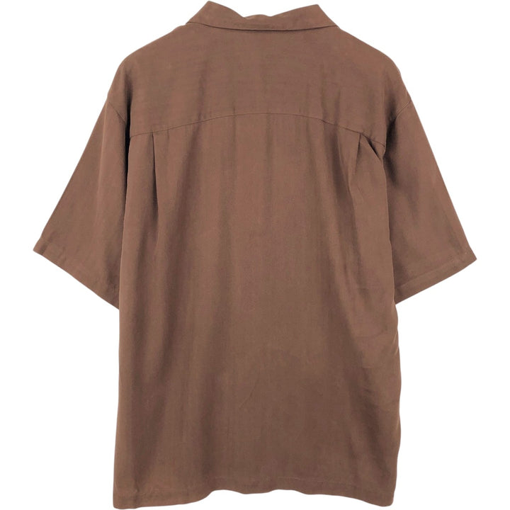 Tommy Bahama short sleeve open collar silk shirt, box shirt, men's size L silk brown type Vintage Second Hand