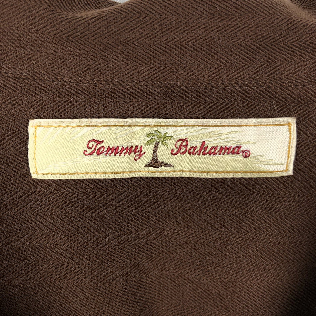 Tommy Bahama short sleeve open collar silk shirt, box shirt, men's size L silk brown type Vintage Second Hand
