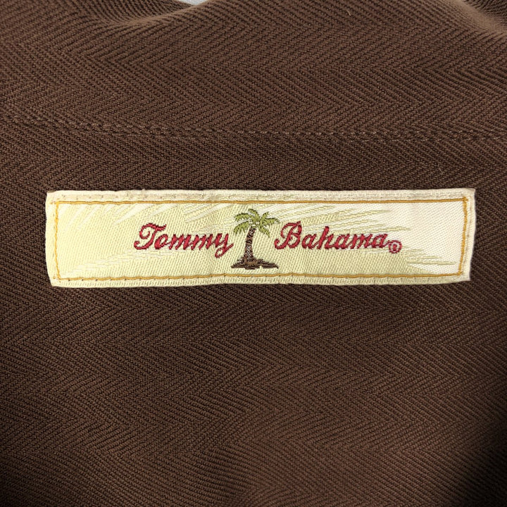 Tommy Bahama short sleeve open collar silk shirt, box shirt, men's size L silk brown type Vintage Second Hand