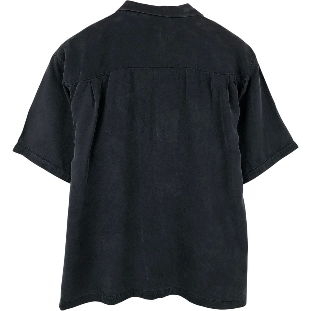 Tommy Bahama short sleeve open collar silk shirt, box shirt, men's XL size silk black type Vintage Second Hand