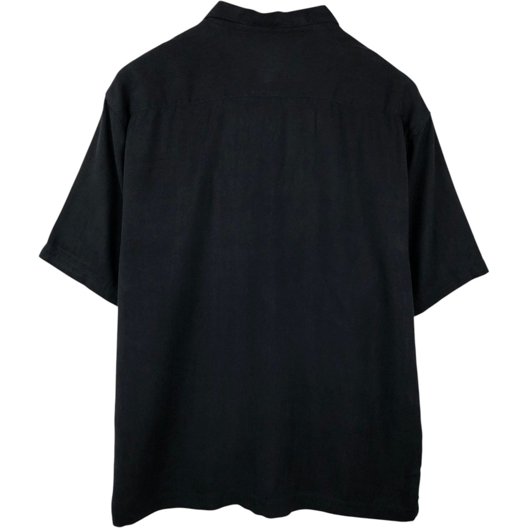 Tommy Bahama short sleeve open collar silk shirt, box shirt, men's XL size silk black type Vintage Second Hand