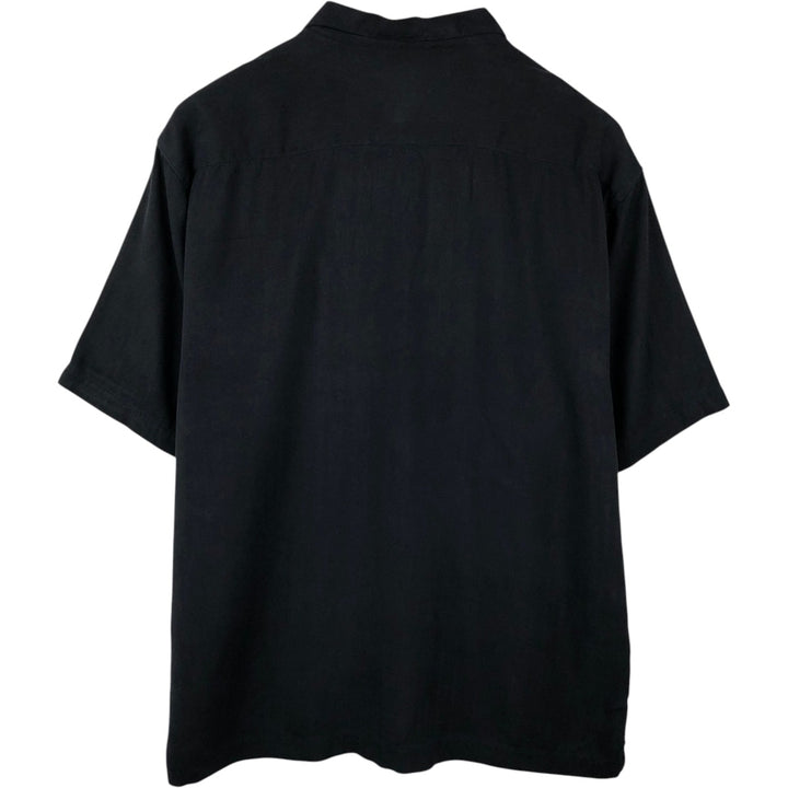 Tommy Bahama short sleeve open collar silk shirt, box shirt, men's XL size silk black type Vintage Second Hand