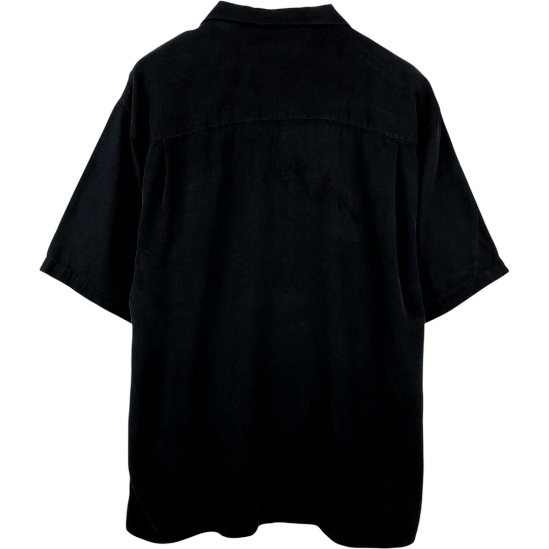 Tommy Bahama short sleeve open collar silk shirt, box shirt, men's XL size silk black type Vintage Second Hand