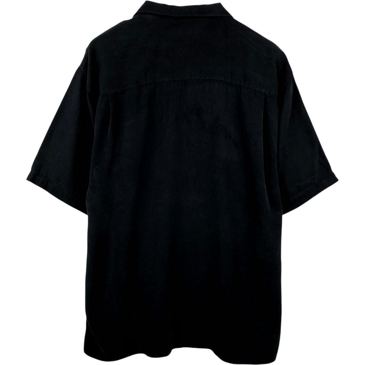Tommy Bahama short sleeve open collar silk shirt, box shirt, men's XL size silk black type Vintage Second Hand