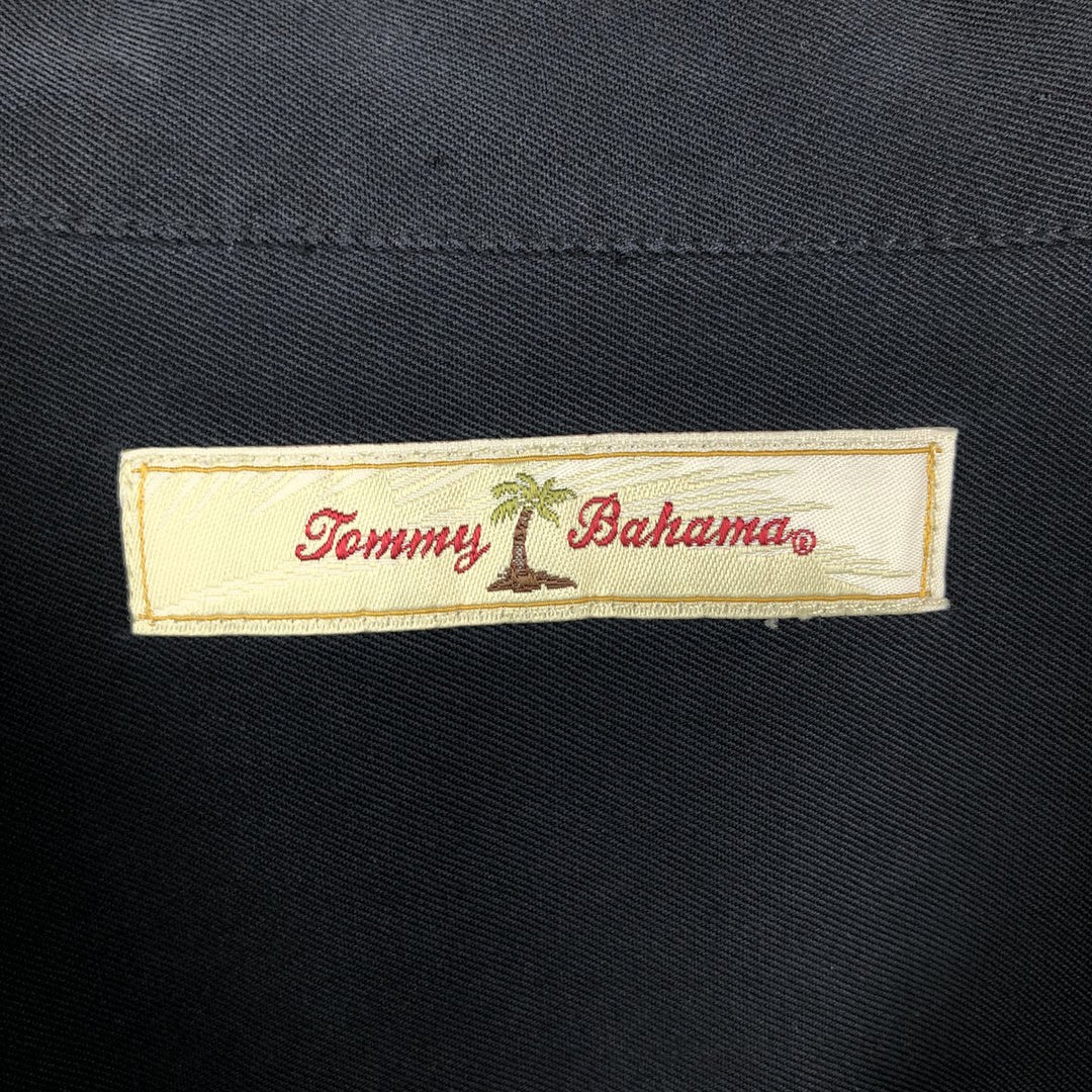 Tommy Bahama short sleeve open collar silk shirt, box shirt, men's XL size silk black type Vintage Second Hand