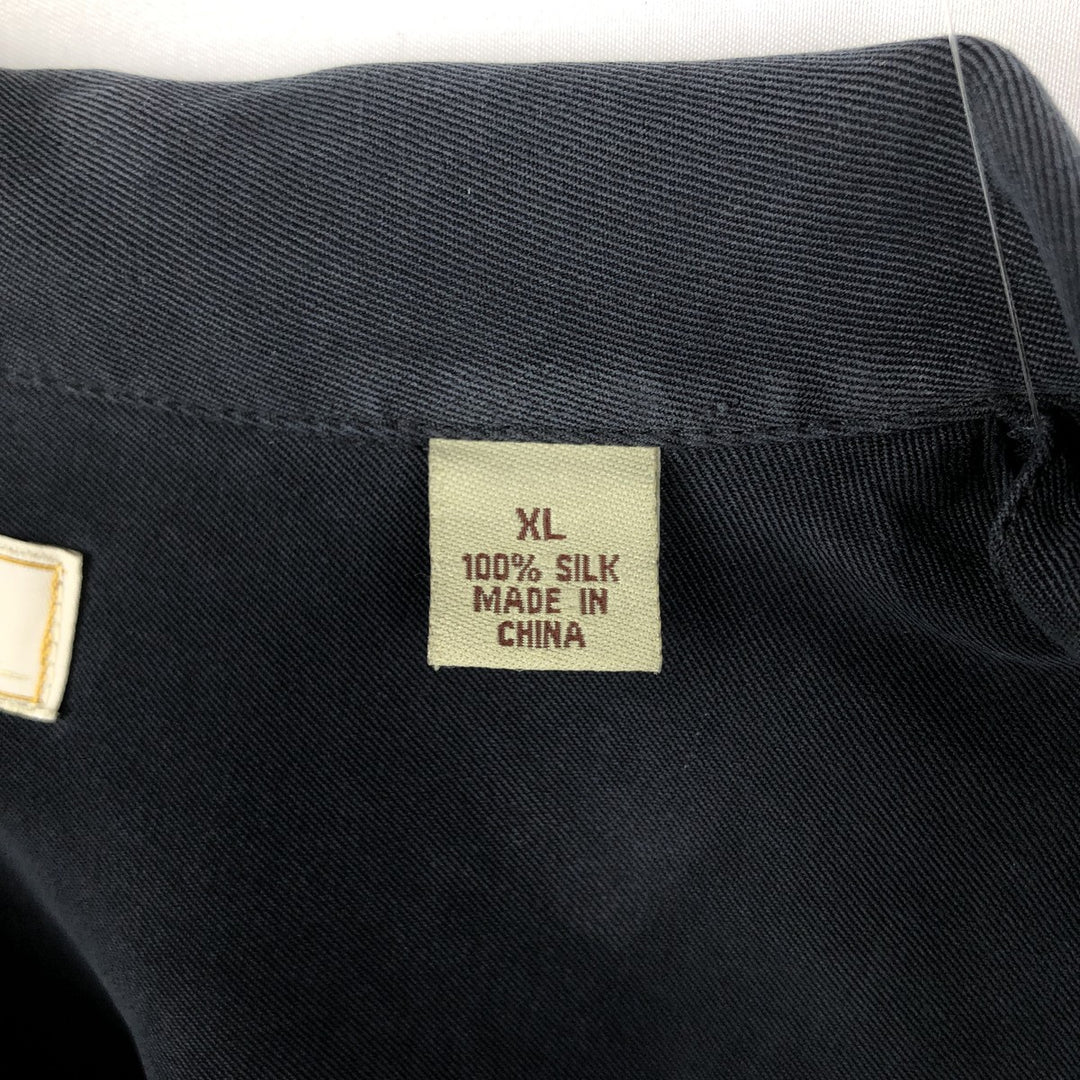 Tommy Bahama short sleeve open collar silk shirt, box shirt, men's XL size silk black type Vintage Second Hand