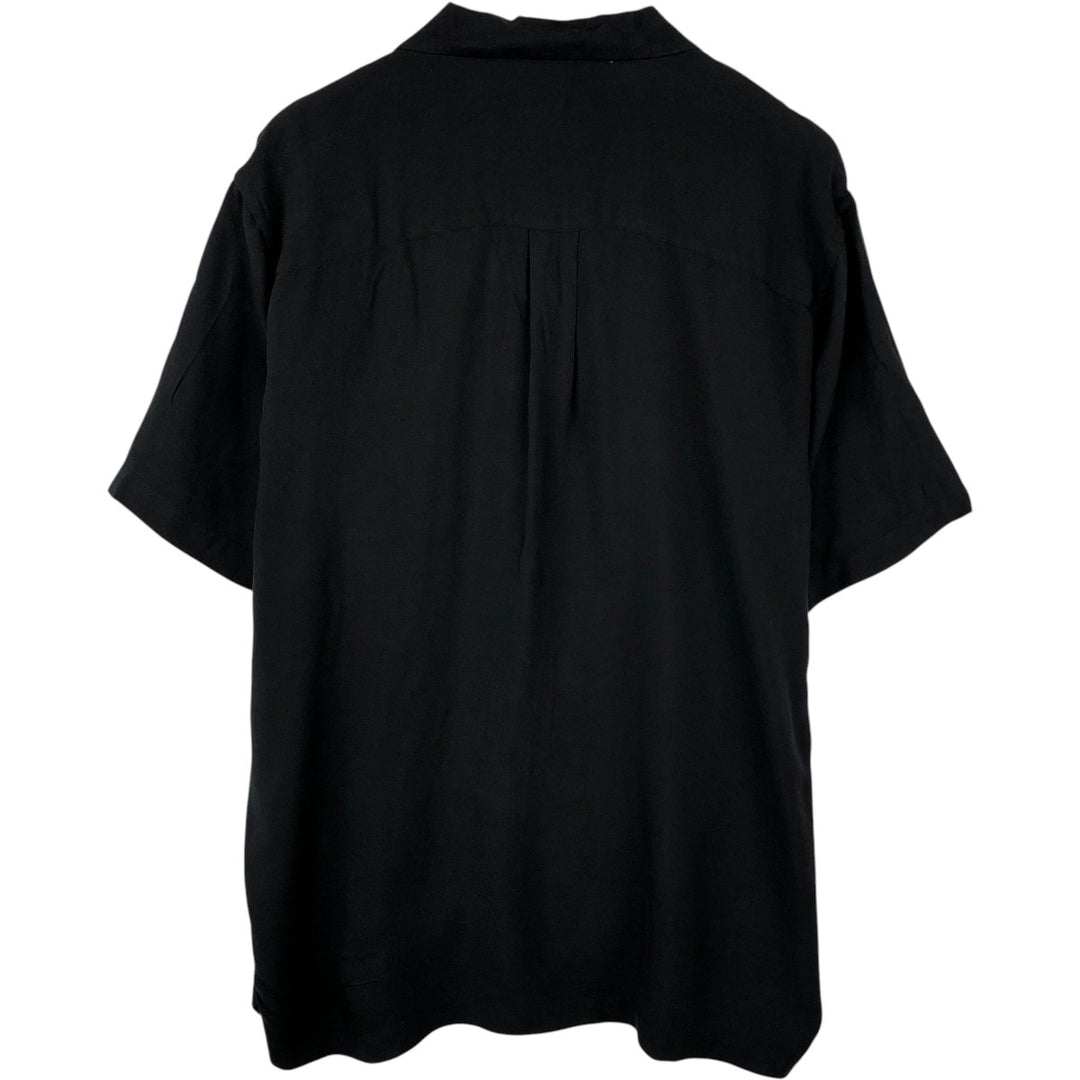 Perry Ellis PERRY ELLIS Short Sleeve Open Collar Silk Shirt Box Shirt Men's L Size silk black type Vintage Second Hand