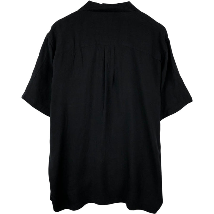 Perry Ellis PERRY ELLIS Short Sleeve Open Collar Silk Shirt Box Shirt Men's L Size silk black type Vintage Second Hand