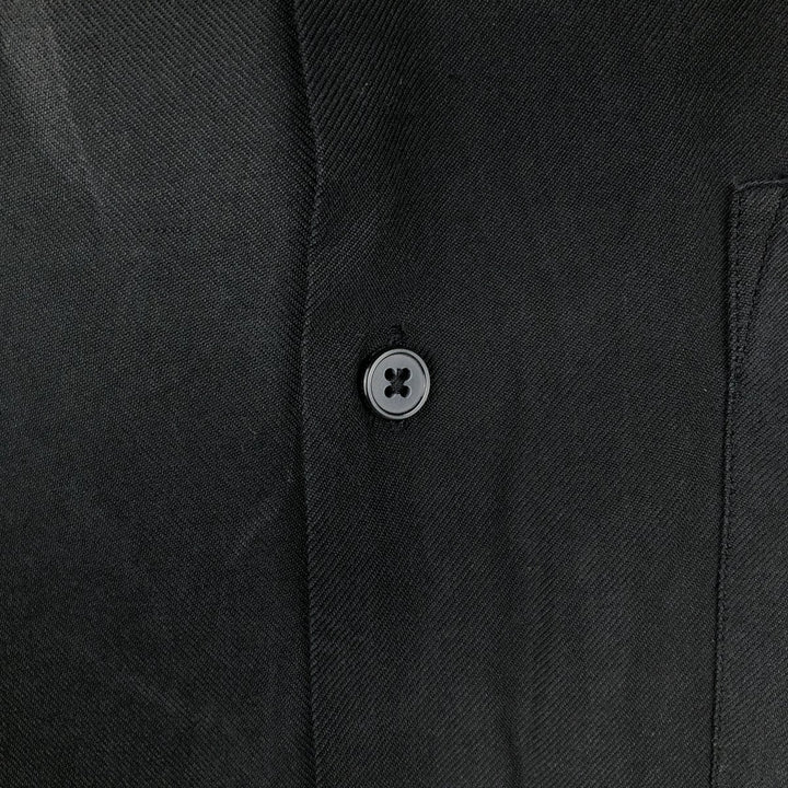 Perry Ellis PERRY ELLIS Short Sleeve Open Collar Silk Shirt Box Shirt Men's L Size silk black type Vintage Second Hand