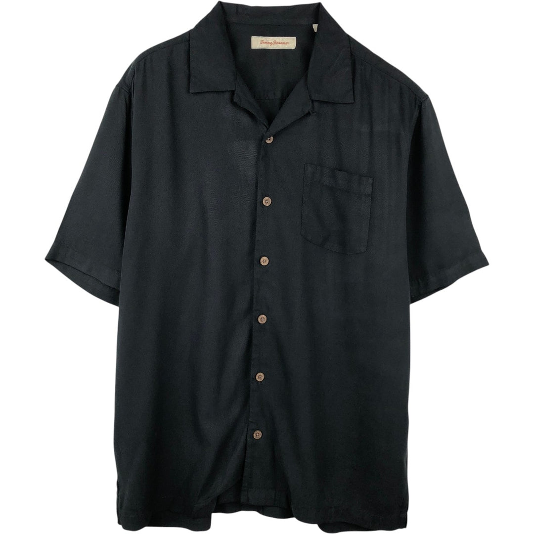 Tommy Bahama short-sleeved open-collar silk box shirt, men's size M silk black type Vintage Second Hand