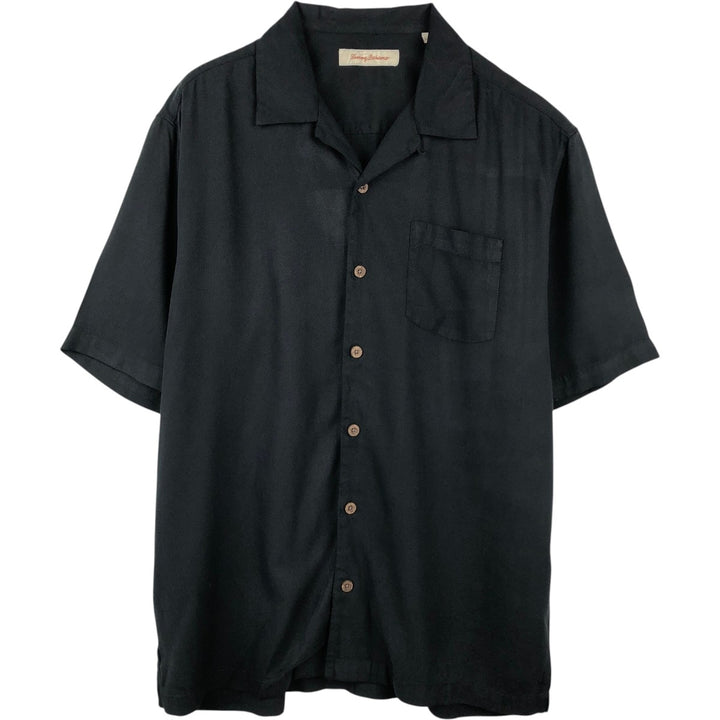 Tommy Bahama short-sleeved open-collar silk box shirt, men's size M silk black type Vintage Second Hand