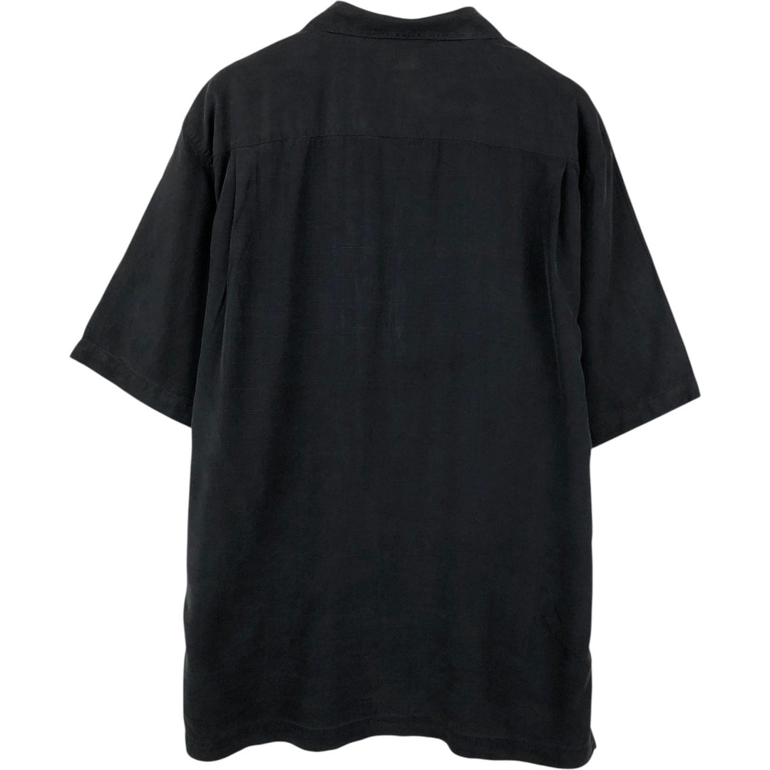Tommy Bahama short sleeve open collar silk shirt, box shirt, men's size L silk black type Vintage Second Hand