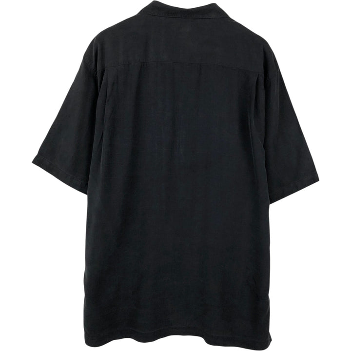 Tommy Bahama short sleeve open collar silk shirt, box shirt, men's size L silk black type Vintage Second Hand