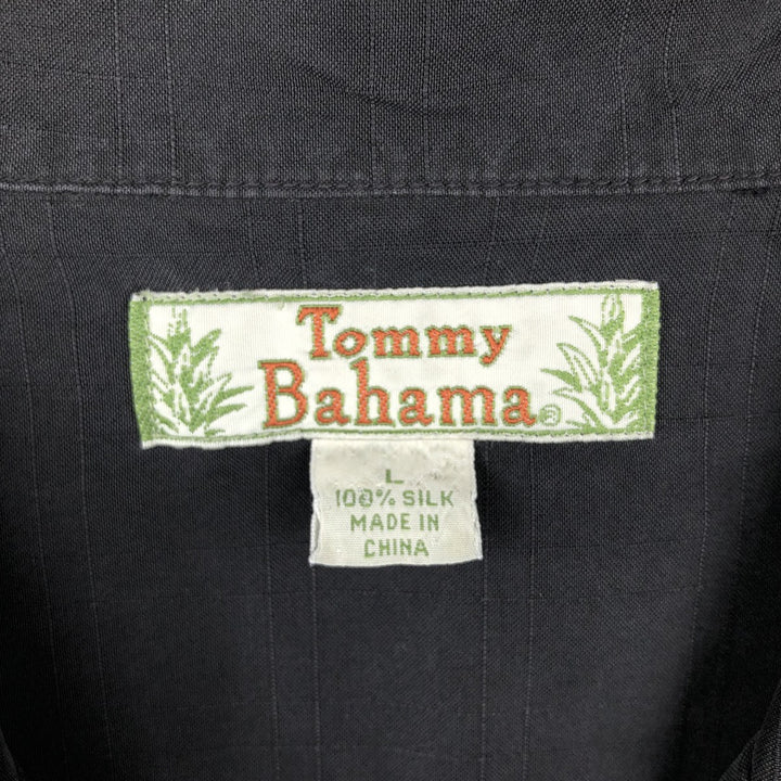 Tommy Bahama short sleeve open collar silk shirt, box shirt, men's size L silk black type Vintage Second Hand