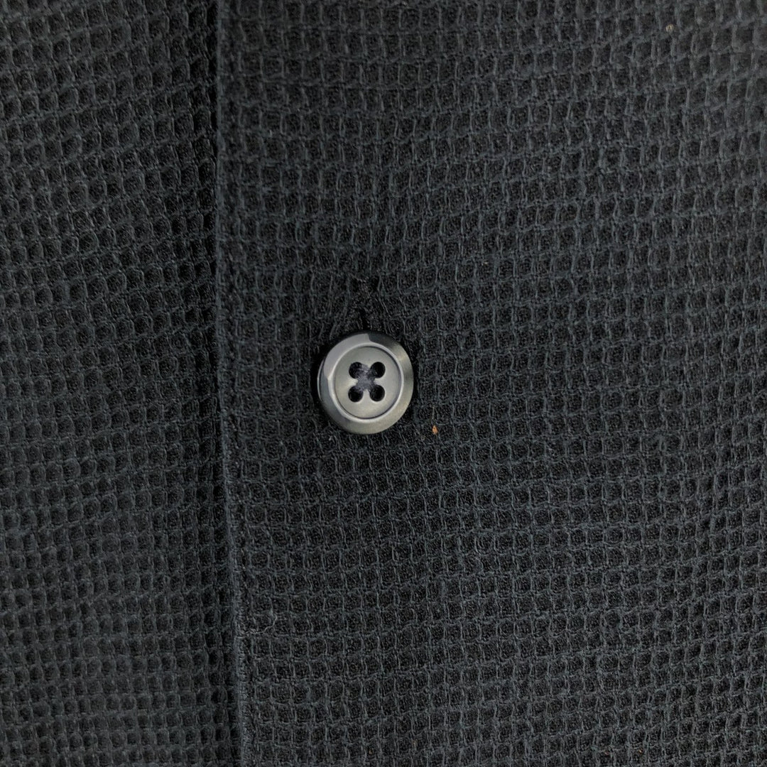 Perry Ellis Short Sleeve Open Collar Silk Shirt Box Shirt Men's XL silk black type Vintage Second Hand