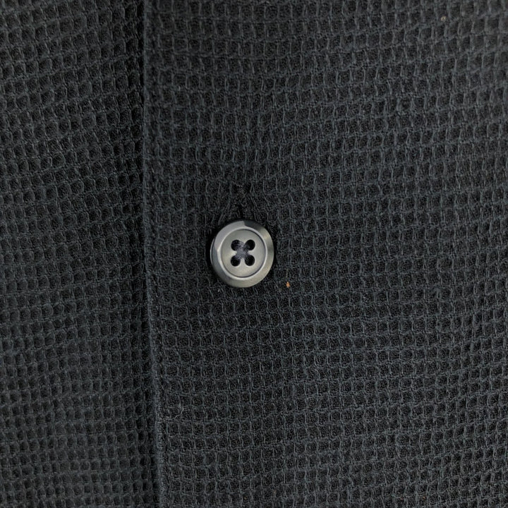 Perry Ellis Short Sleeve Open Collar Silk Shirt Box Shirt Men's XL silk black type Vintage Second Hand