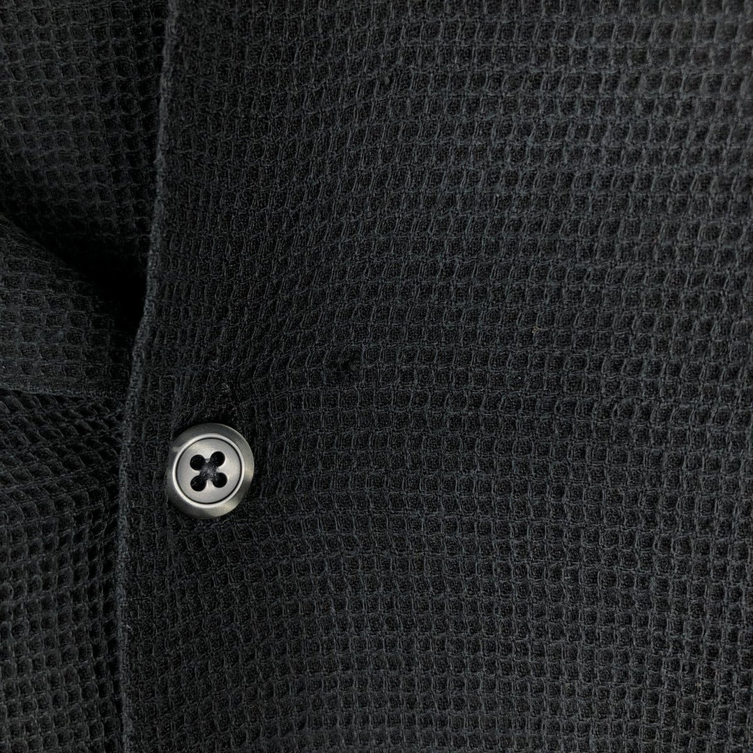 Perry Ellis Short Sleeve Open Collar Silk Shirt Box Shirt Men's XL silk black type Vintage Second Hand