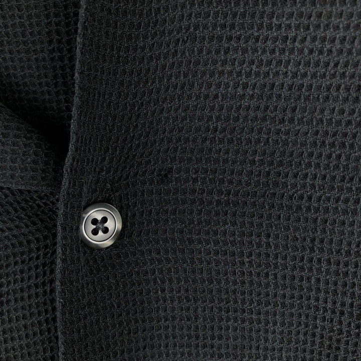 Perry Ellis Short Sleeve Open Collar Silk Shirt Box Shirt Men's XL silk black type Vintage Second Hand
