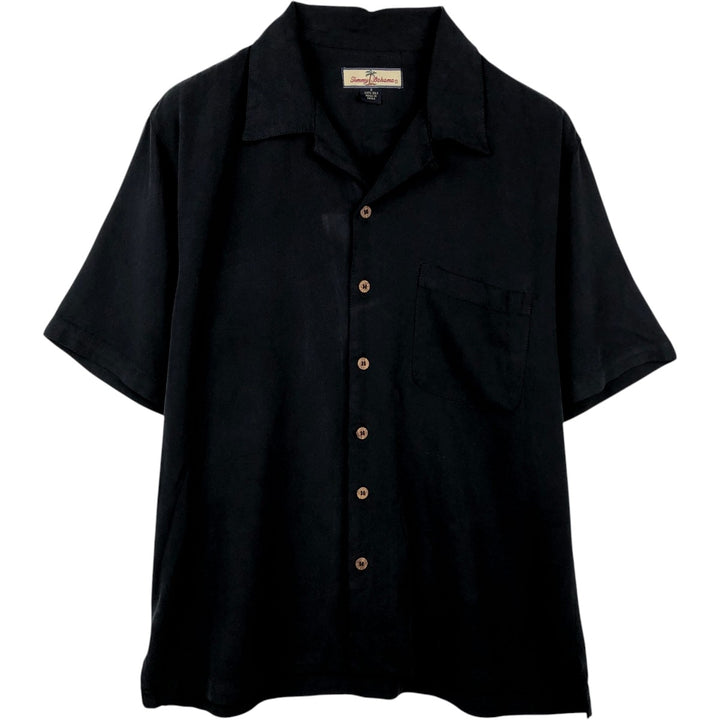 Tommy Bahama Relax Short-Sleeve Open-Collar Silk Shirt, Boxy Fit, Men's Size S (approx.) silk black type Vintage Second Hand