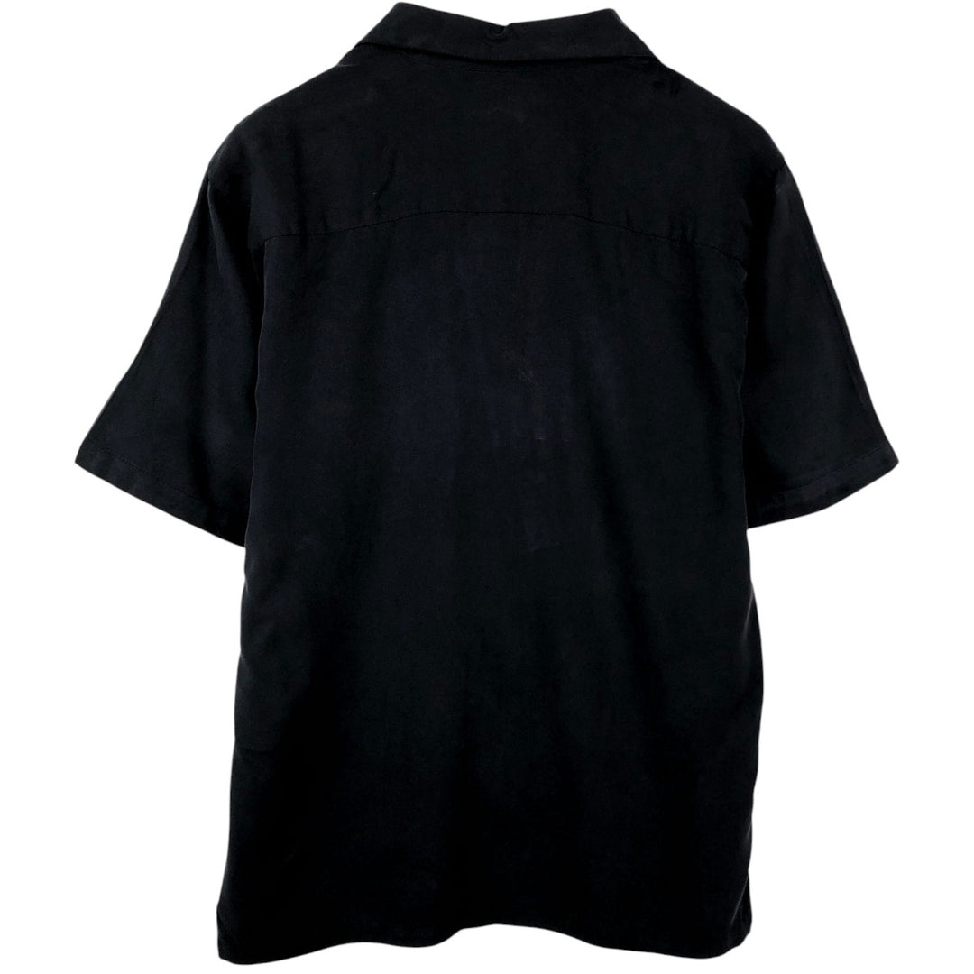 Tommy Bahama Relax Short-Sleeve Open-Collar Silk Shirt, Boxy Fit, Men's Size S (approx.) silk black type Vintage Second Hand