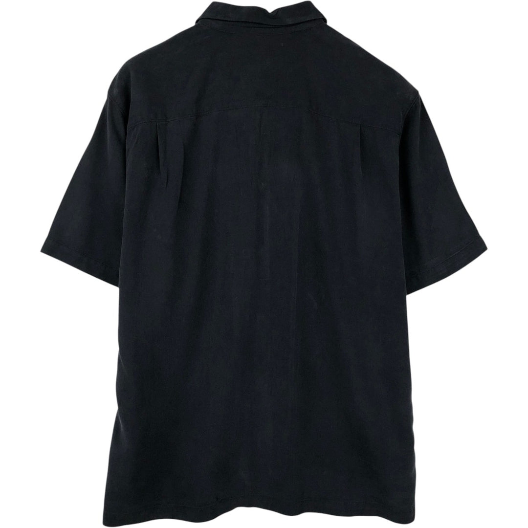 Tommy Bahama short sleeve open collar silk shirt, box shirt, men's size L silk black type Vintage Second Hand
