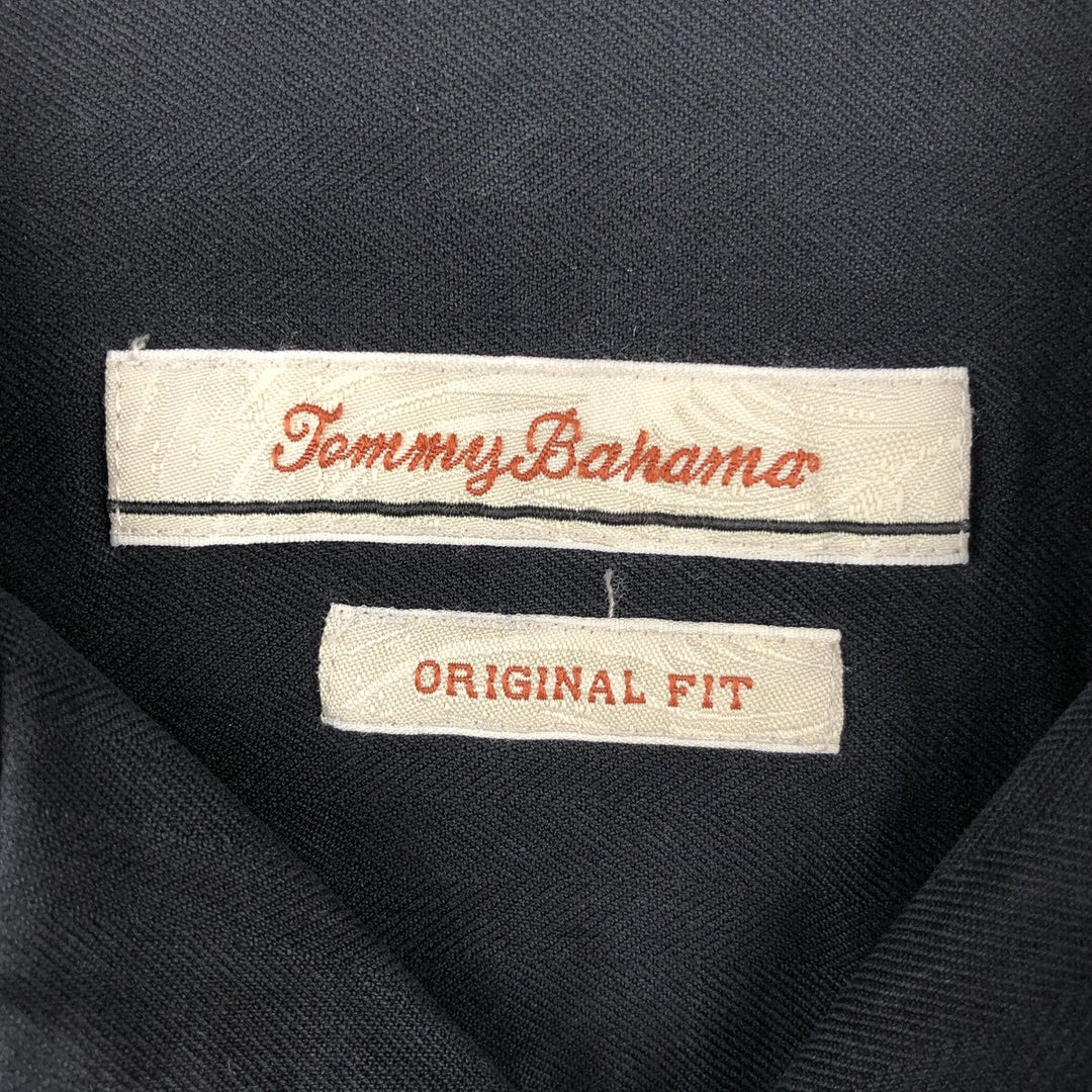 Tommy Bahama short sleeve open collar silk shirt, box shirt, men's size L silk black type Vintage Second Hand