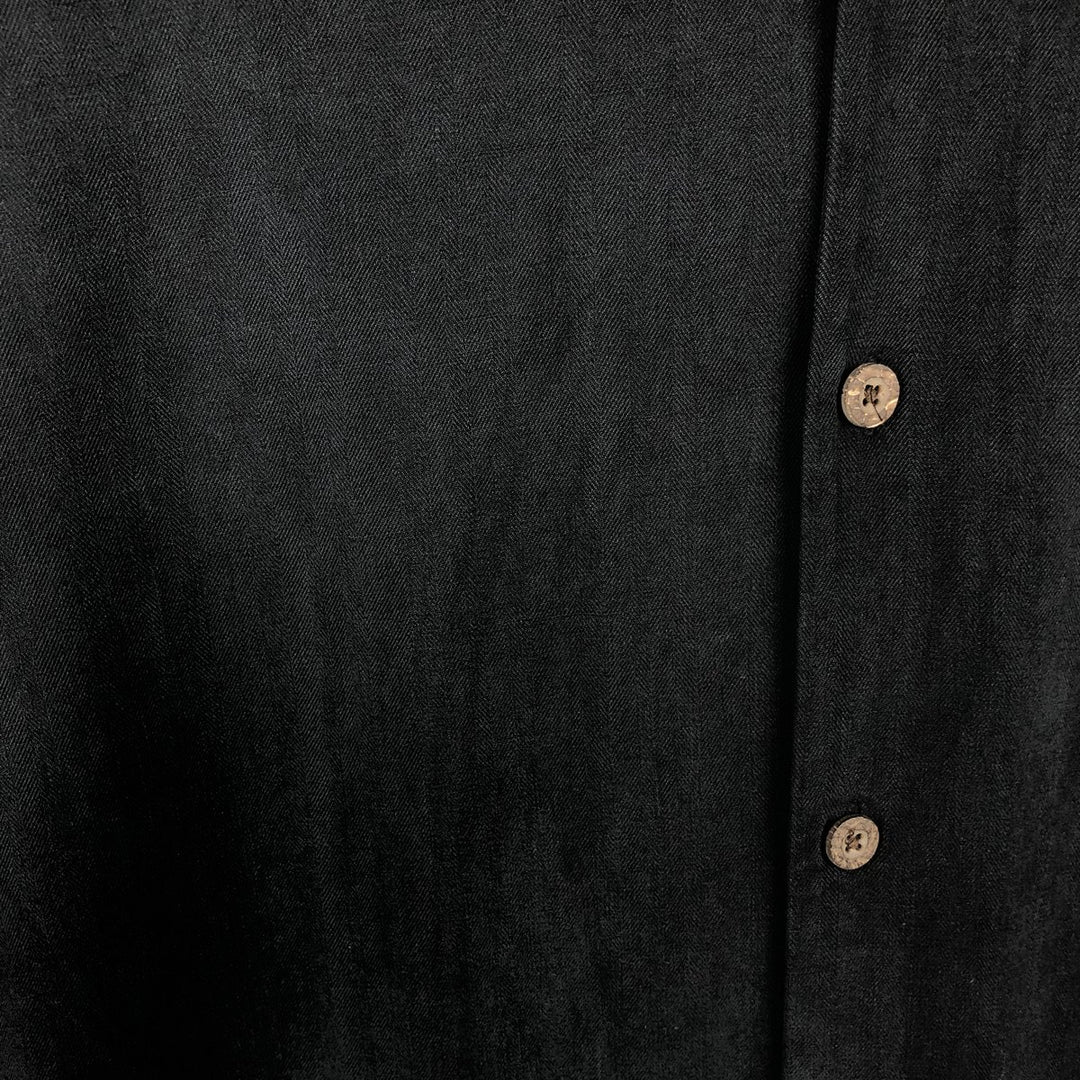 Tommy Bahama short sleeve open collar silk shirt, box shirt, men's size L silk black type Vintage Second Hand