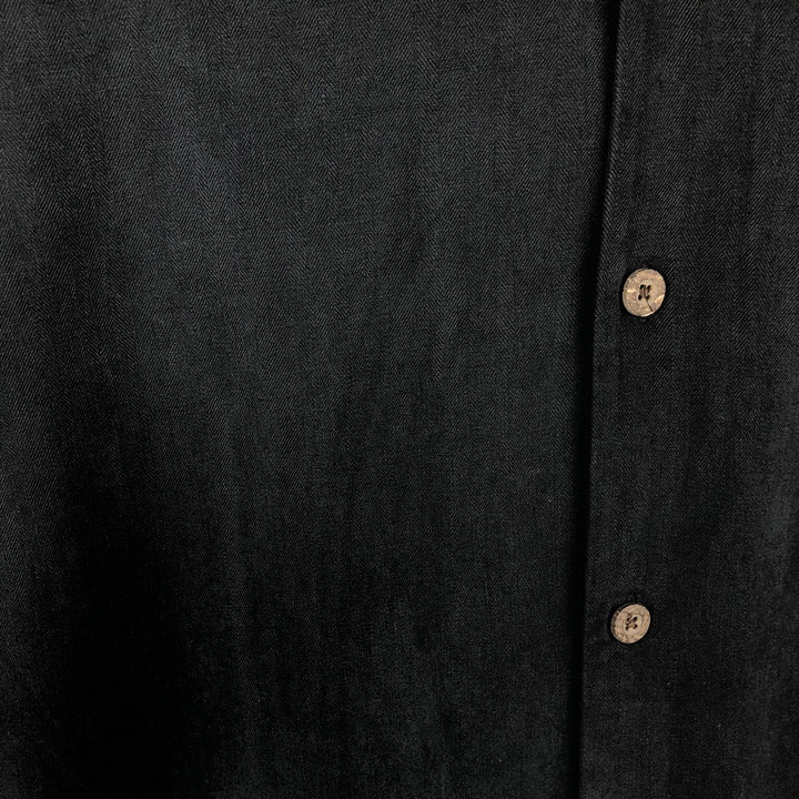 Tommy Bahama short sleeve open collar silk shirt, box shirt, men's size L silk black type Vintage Second Hand