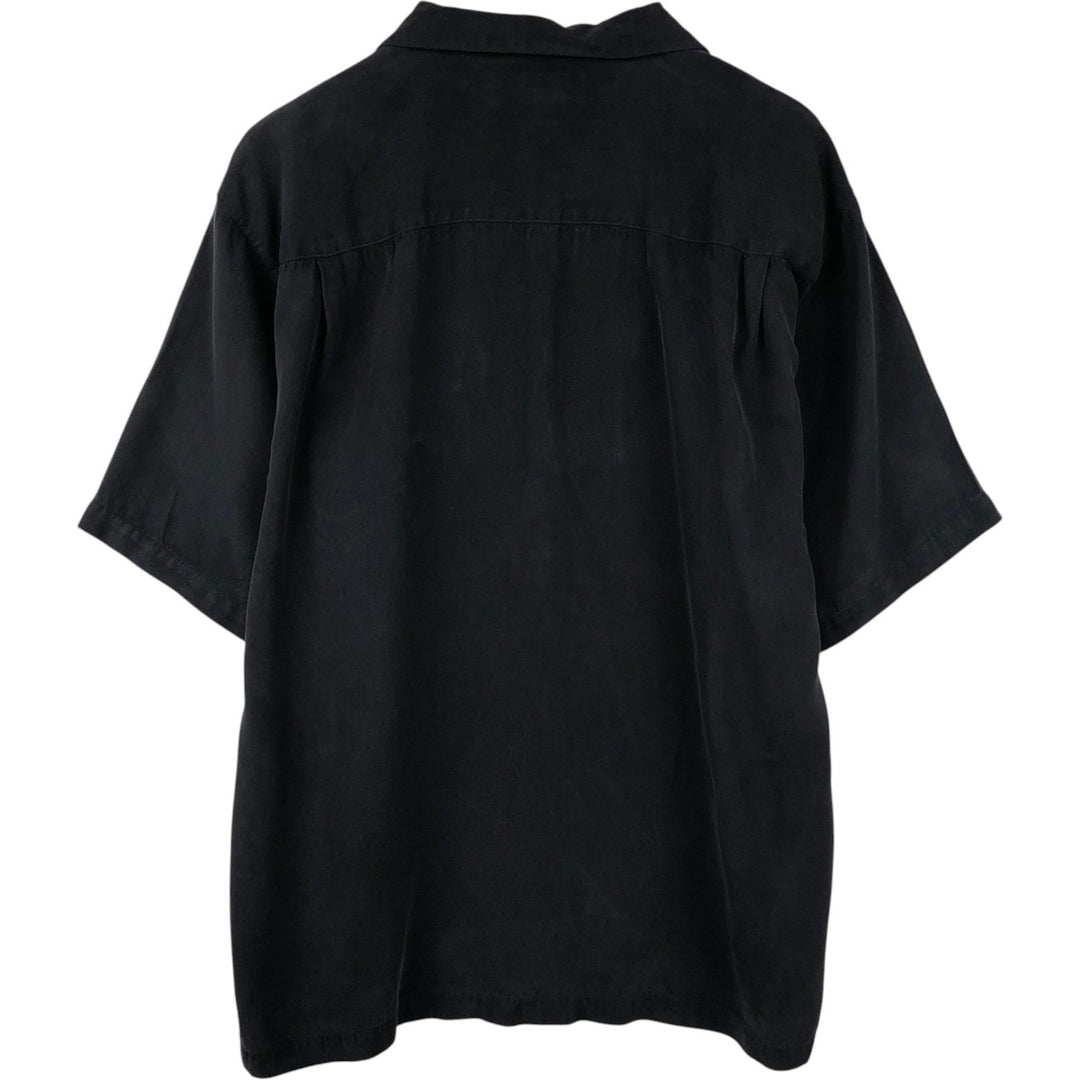 Tommy Bahama short sleeve open collar silk shirt, box shirt, men's XL size silk black type Vintage Second Hand