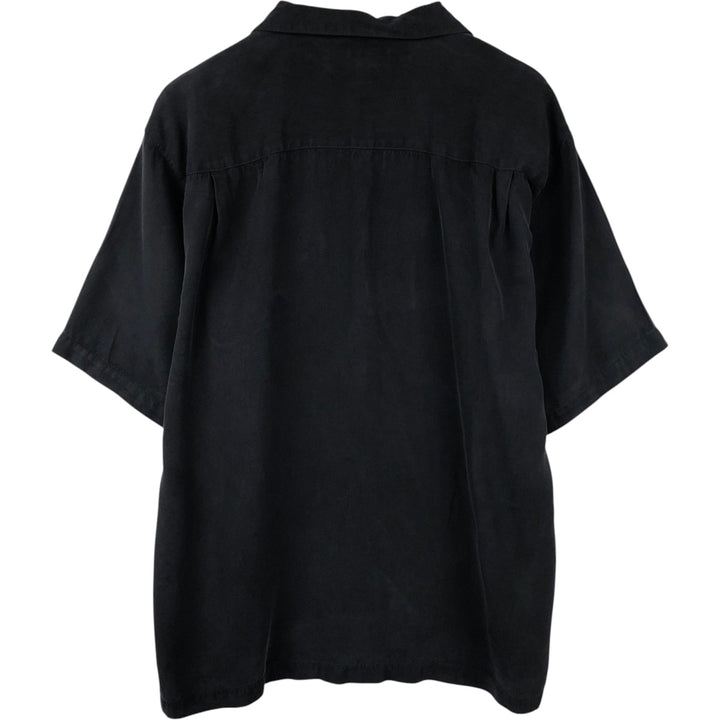 Tommy Bahama short sleeve open collar silk shirt, box shirt, men's XL size silk black type Vintage Second Hand
