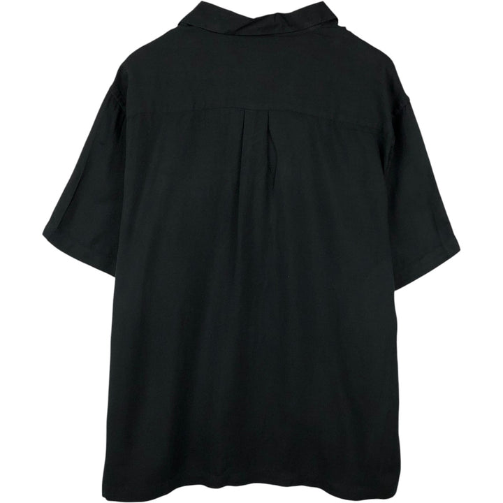 Perry Ellis Short Sleeve Open Collar Silk Shirt Box Shirt Men's XL silk black type Vintage Second Hand