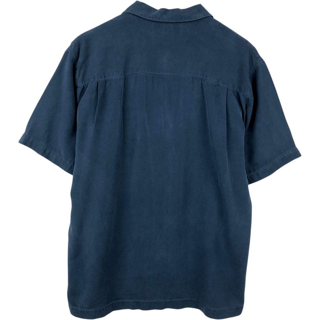 Tommy Bahama short-sleeved open-collar silk box shirt, men's size M silk navy blue type Vintage Second Hand