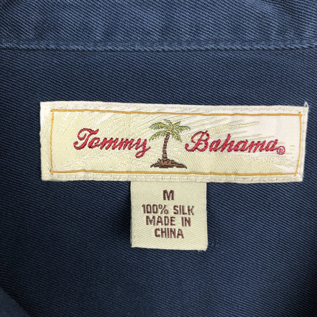 Tommy Bahama short-sleeved open-collar silk box shirt, men's size M silk navy blue type Vintage Second Hand