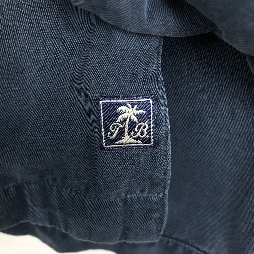 Tommy Bahama short-sleeved open-collar silk box shirt, men's size M silk navy blue type Vintage Second Hand